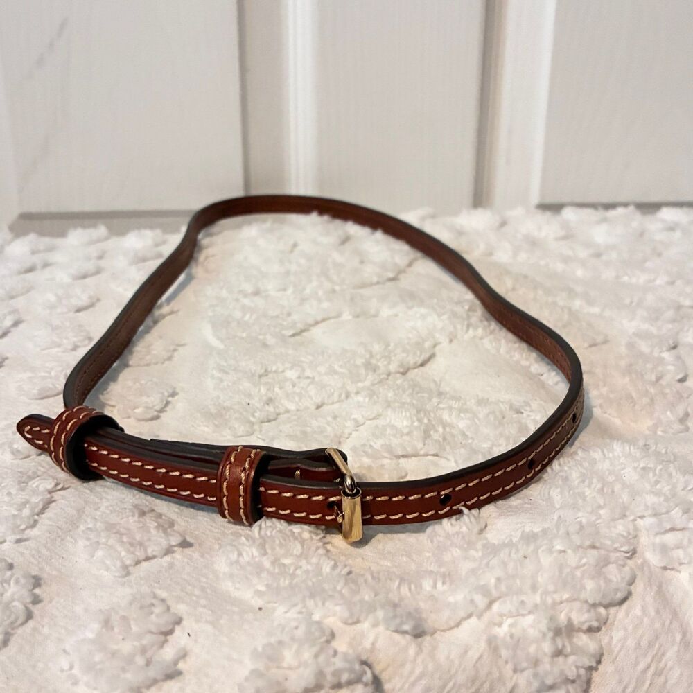 Skinny Cognac Brown Leather Belt Size Small